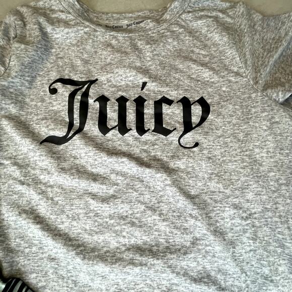 Juicy Couture Pajamas Gray Top Blue Pants All-Over Logo Crown M - Picture 3 of 6
